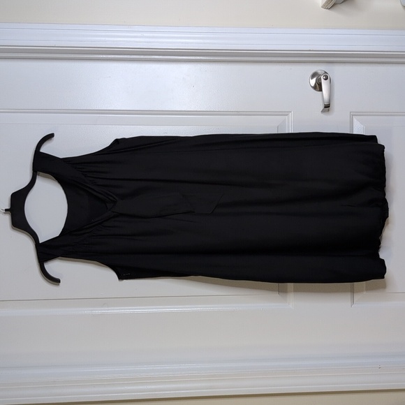 Ellen Tracy Silk Bubble Hem Sleeveless Tie Back Minimalist Dress Black 8 - Picture 6 of 12